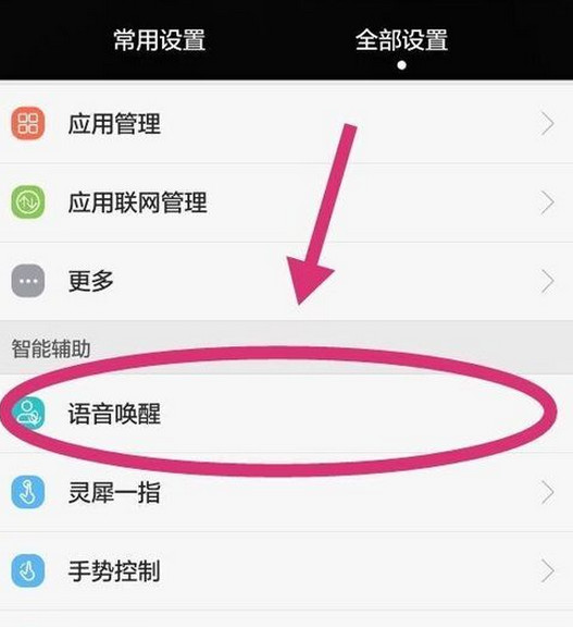 在全设置中有一个“语音唤醒功能”