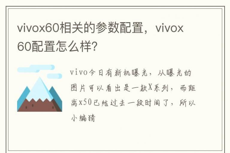 vivox60相关的参数配置怎么样
