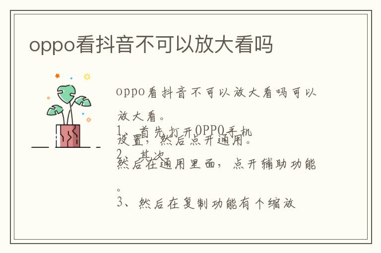 oppo看抖音不可以放大看吗