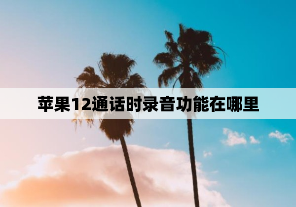 苹果12通话时录音功能在哪里