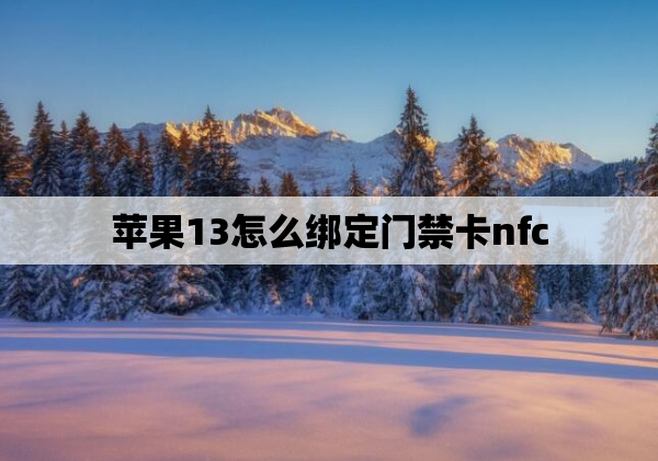 苹果13怎么绑定门禁卡nfc