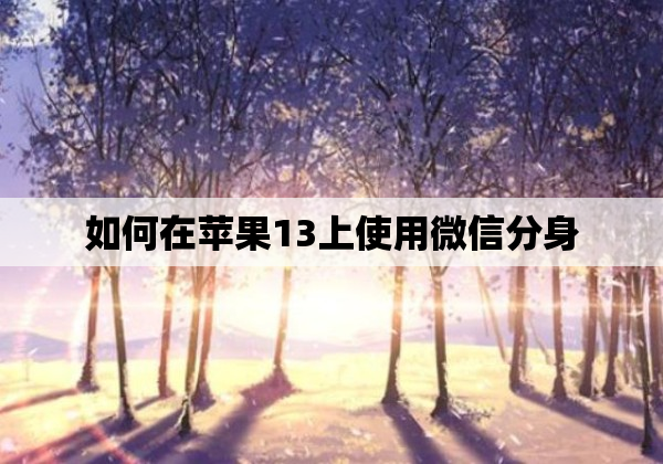 如何在苹果13上使用微信分身