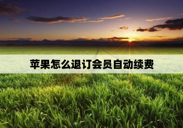苹果怎么退订会员自动续费