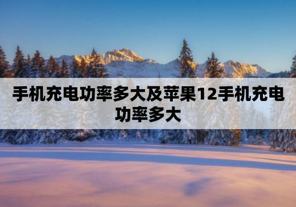 手机充电功率多大及苹果12手机充电功率多大