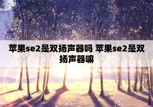 苹果se2是双扬声器吗 苹果se2是双扬声器嘛