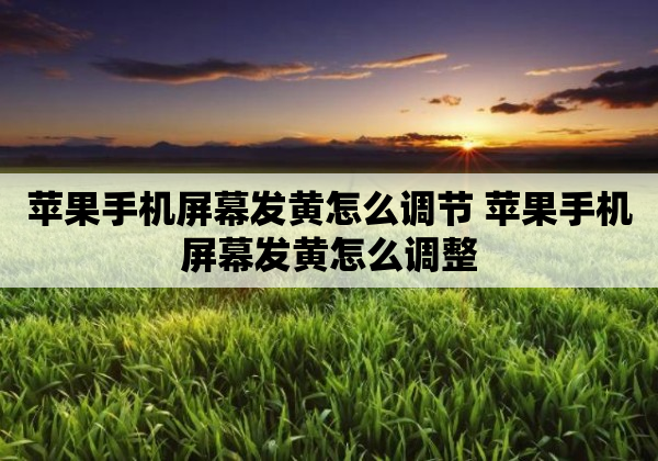 苹果手机屏幕发黄怎么调节 苹果手机屏幕发黄怎么调整
