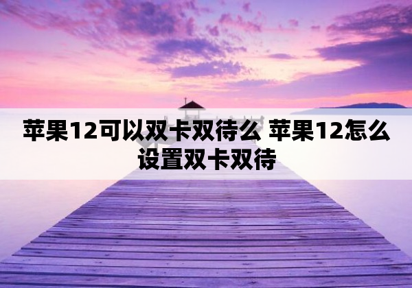 苹果12可以双卡双待么 苹果12怎么设置双卡双待