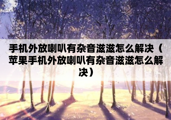 手机外放喇叭有杂音滋滋怎么解决（苹果手机外放喇叭有杂音滋滋怎么解决）