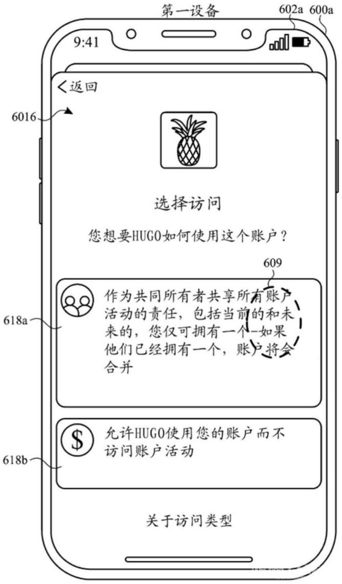苹果公布新专利：用上“菠萝”图标，可与另一用户共享账户插图3