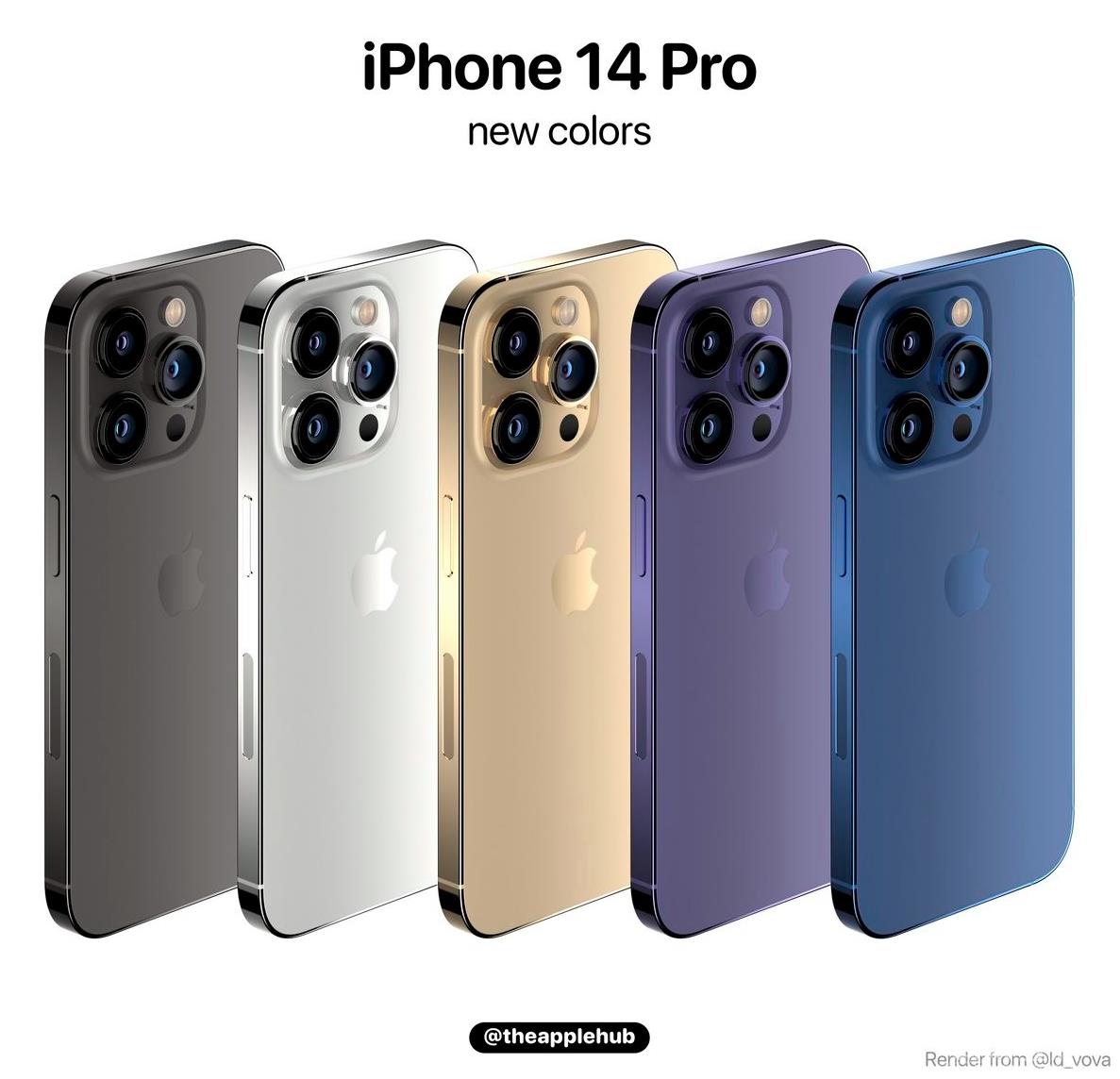 苹果 iPhone 14 Pro 五种配色对比图（选择你喜欢的）