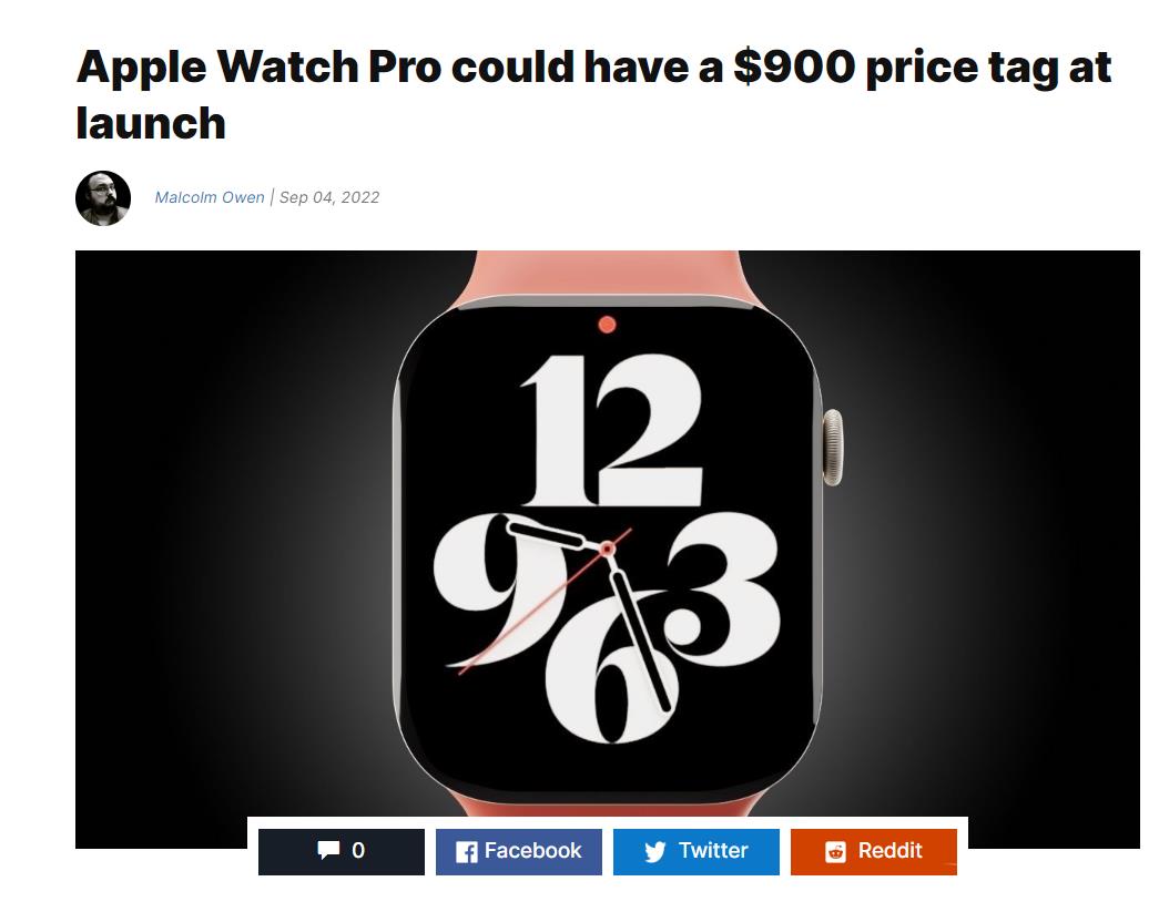 Apple Watch Pro 将在苹果 9 月发布会上亮相，售价 900 ~1000 美元