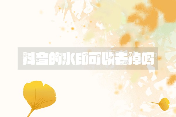 抖音的水印可以去掉吗