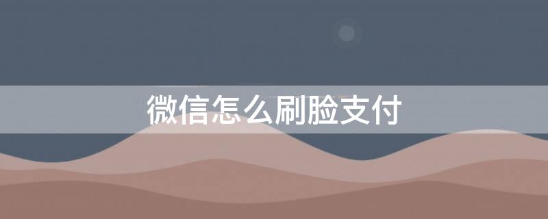 微信怎么刷脸支付