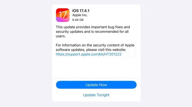 iOS  / iPadOS  17.4.1重新发布