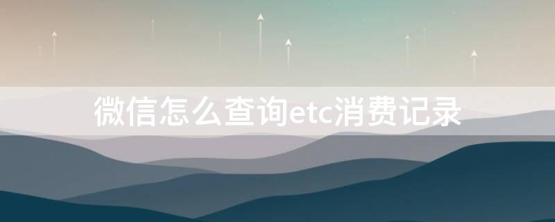 微信怎么查询etc消费记录