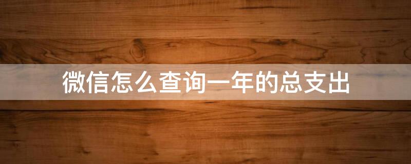 微信怎么查询一年的总支出