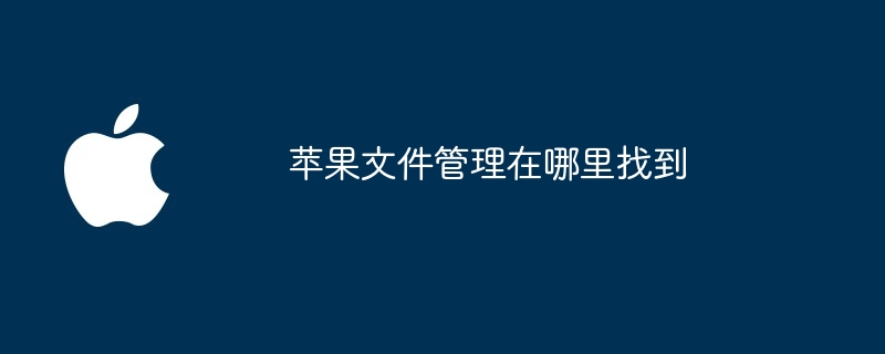 苹果文件管理在哪里找到