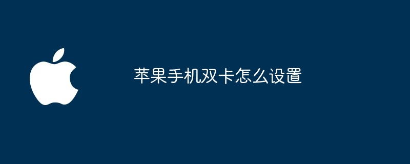 苹果手机双卡怎么设置