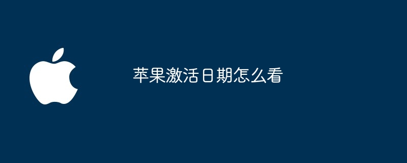 苹果激活日期怎么看