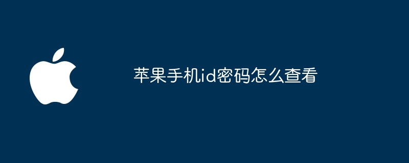 苹果手机id密码怎么查看