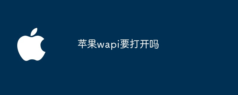 苹果wapi要打开吗