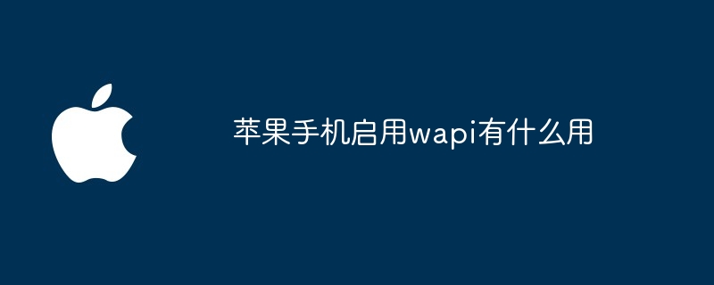 苹果手机启用wapi有什么用
