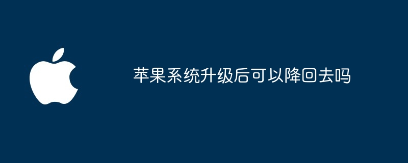 苹果系统升级后可以降回去吗