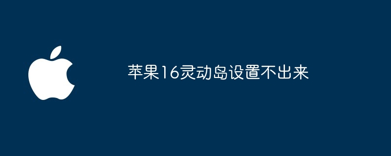 苹果16灵动岛设置不出来
