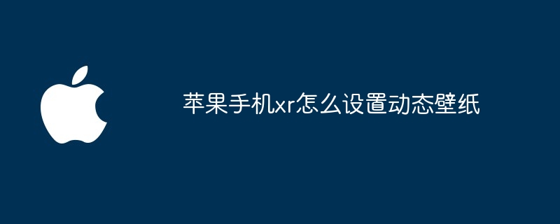 苹果手机xr怎么设置动态壁纸