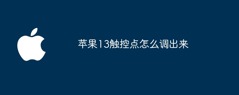 苹果13触控点怎么调出来