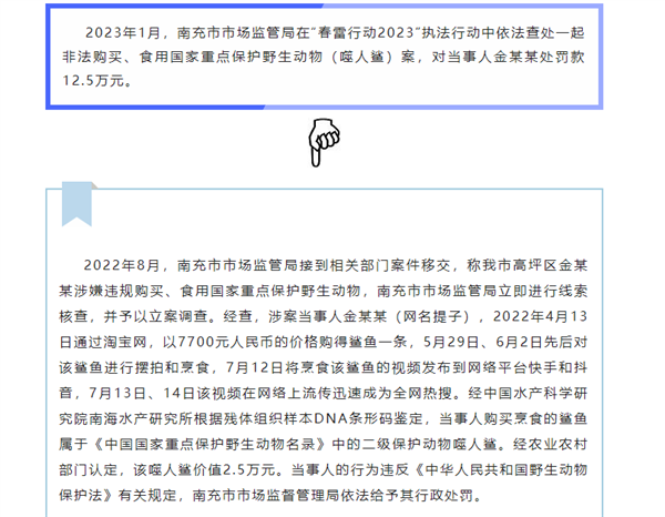 百万粉丝网红博主烹食国家二级保护动物噬人鲨：被罚12.5万-第1张图片-9158手机教程网