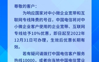 中国电信：中小微企业宽带降费10% 不足100M免费提速